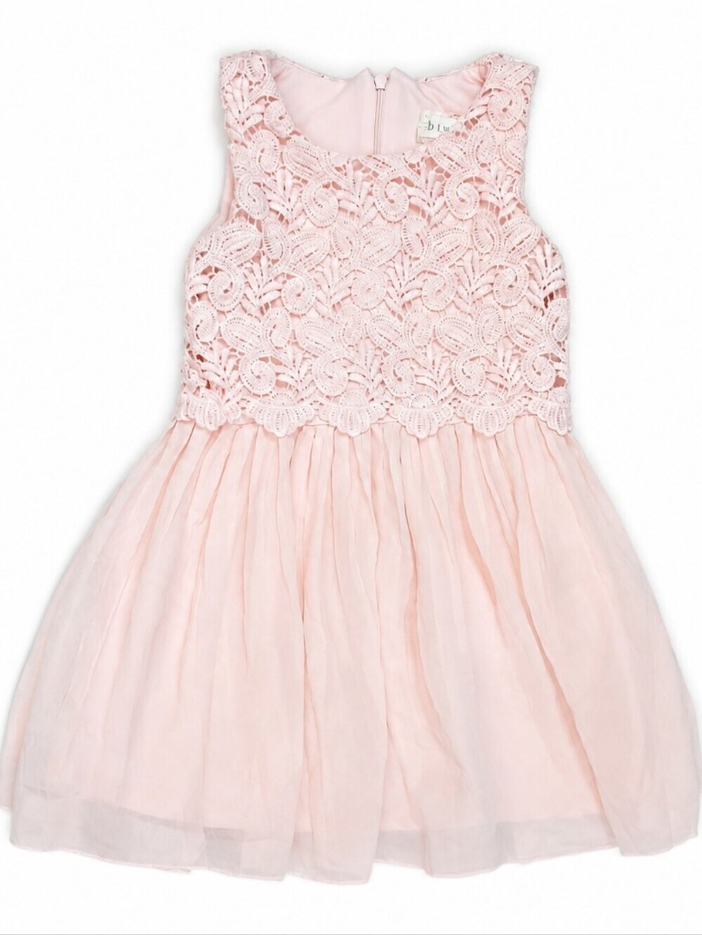 Btween Girls Blush Pink Lace& Chiffon Dress Size 5 Wedding Flower Girl, Birthday
